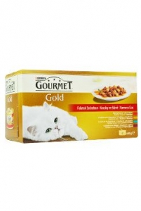 Gourmet Gold konzerva kočka Multi k.masa ve šťávě 4x85g