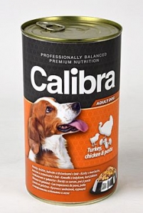 Calibra Dog konzerva krůtí+kuřecí+těstoviny v želé 1240g