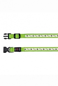Obojek USB svítící 30-40cm/25mm S-M zelený 