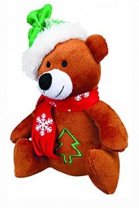 Vánoční Hračka pes Medvěd s čepičkou plyš 20cm  1ks