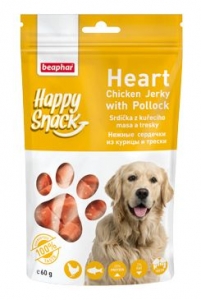 Pochoutka Happy Snack Dog srdíčka kuře a treska (60g)